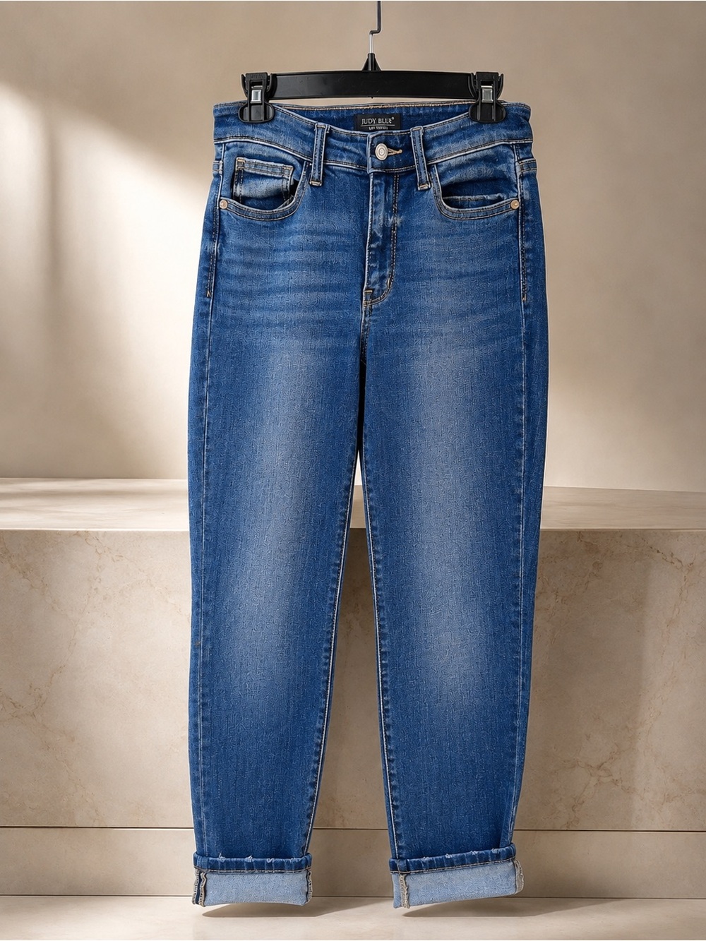 Judy Blue Boyfriend Fit Jeans Size 3/26 Cuffed Medium Wash NWOT